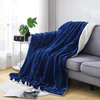 RKS-0040 China Supplier 100% Polyester Double Layer Solid Jacquard Flannel Fleece Blanket