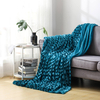 RKS-0076 Green Wave Pattern Throw 100% Polyester For Long Pile Blanket 