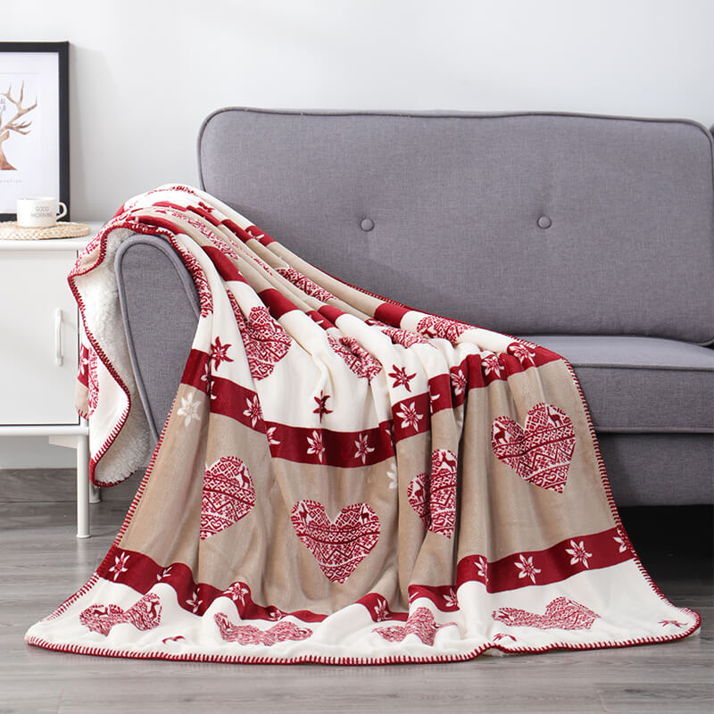 RKS-0172 Flannel/Sherpa Blanket Soft Microfiber Plush Sh Blanket Throw