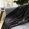 RKS-0135 Soft Solid Flannel Blanket Queen Size 1 layer Black Color 