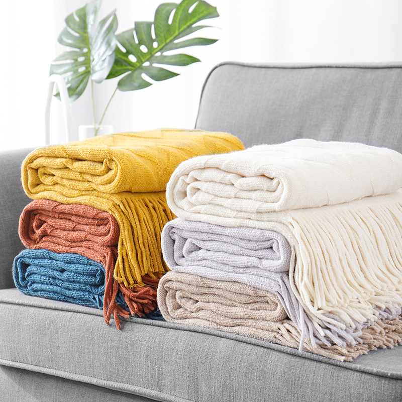 RKS-0369 Solid Arrows Acrylic Soft Warm Sofa Throw Thread Blanket
