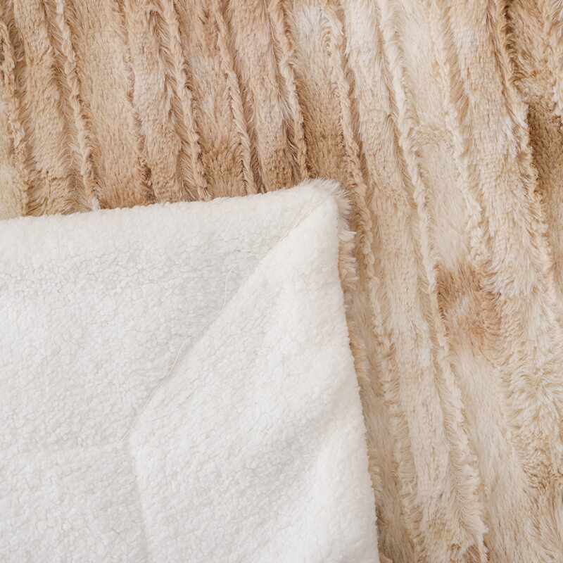 RKS-0297 Ruikasi Dyed Faux Fur Blanket Warm Brushed Fake Animal Fur Sherpa Blanket