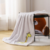 RKS-0056 Ruikasi Milk-White Baby & Kids Flannel Blanket/ Throw with Embroidery