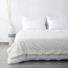 RKS-0299 Elegant Pure White Faux Fur Fleece & Sherpa Embossed Blanket