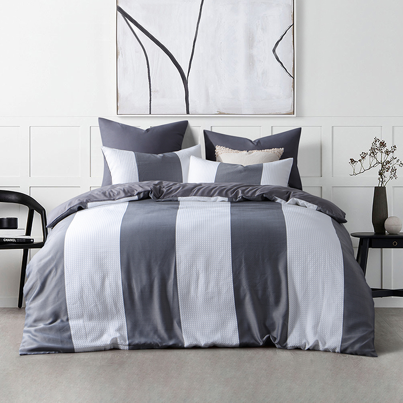 Good Quality Best Selling OEM ODM Custom Size Stripe Waffle Weave Microfiber Duvet Cover Bedding Set for home