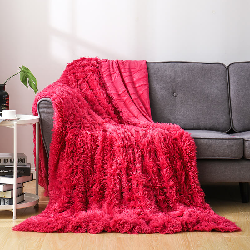RKS-0072 Grey Plush Blanket Longhair Blanket Super Soft Faux Fur Ready To Ship Faux Fur Throws Blankets For Winter