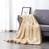 RKS-0163 High Quality Cozy Beige Flannel Sherpa Blanket Throw
