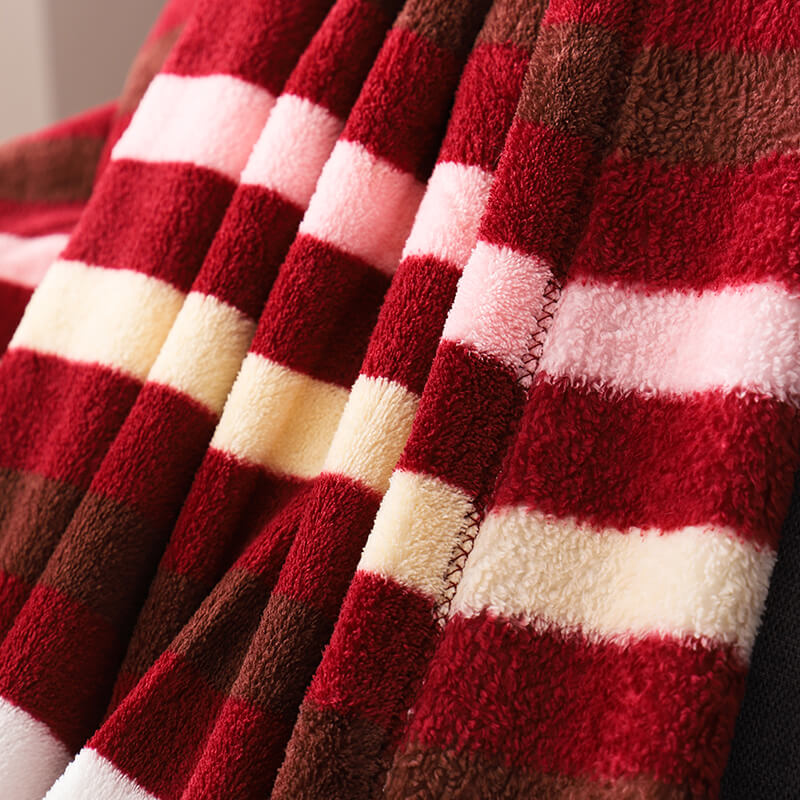 RKS-0186 1 Ply Printed Colorful Stripe Flannel Fleece Blanket Super Soft Throw 