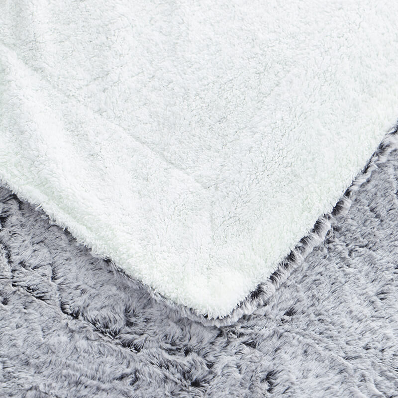 RKS-0108 Warm Soft Faux Fur Polar Fleece Blanket Throw Printed with Brush