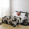RKS-0087 Polyester Cow Patter Fabric Throws and Blankets with Faux Fur Fleece
