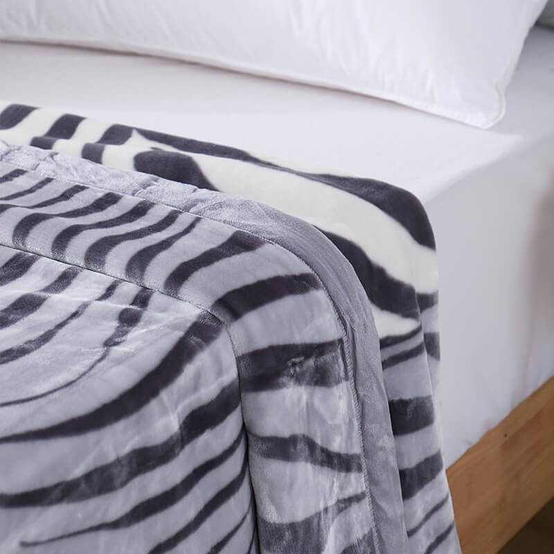 RKS-0324 Super Soft Shiny And African Zebra Printed Bedding Blanket Mink Blanket Raschel Blankets Mink for Winter