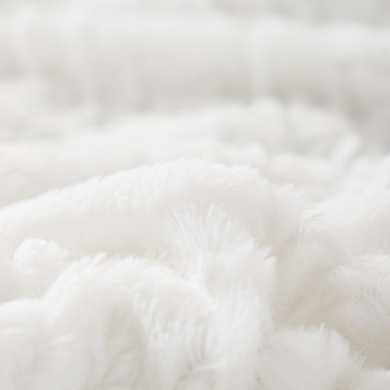 RKS-0107 August NEW Arrival Snow White Brushed Faux Fur Fleece Blanket With Polar Fleece Blanket 