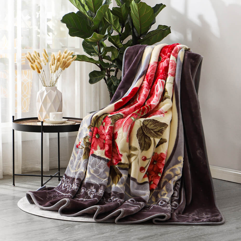 RKS-0134 super soft exting blankets double ply one side embossed mink raschel blanket 150*200