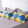 RKSB-0042 Blue and Yellow Poke Printed Duvet Cover Bed Sheet Set 100% Cotton Natural Material