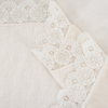 RKS-0338 Warm Soft Solid Beige Flannel Blanket Baby Throw with Lace Decor