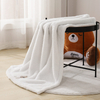 RKS-0049 Pure White Baby Sherpa Blanket with a lovely puppy embroidery