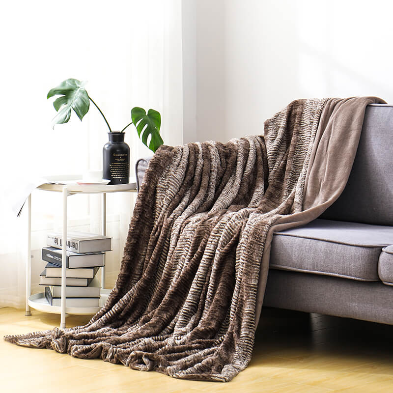 RKS-0078 Soft And Comfortable Faux Fur Printed Bed Blanket Throw
