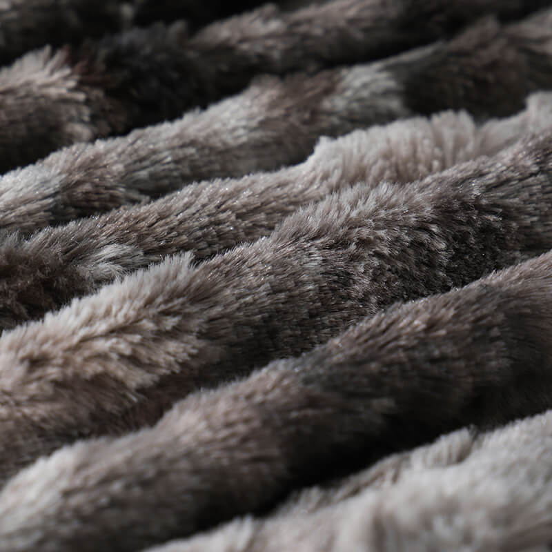 RKS-0221 Doubel Layer Tie Dye Brushed Faux fur Throw With backside Fleece 
